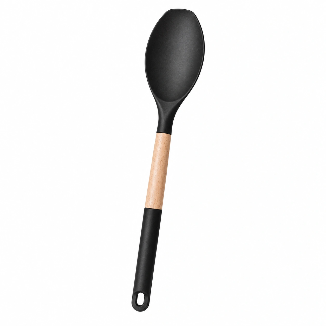 Silicone Black & Wood Kitchen Spoon