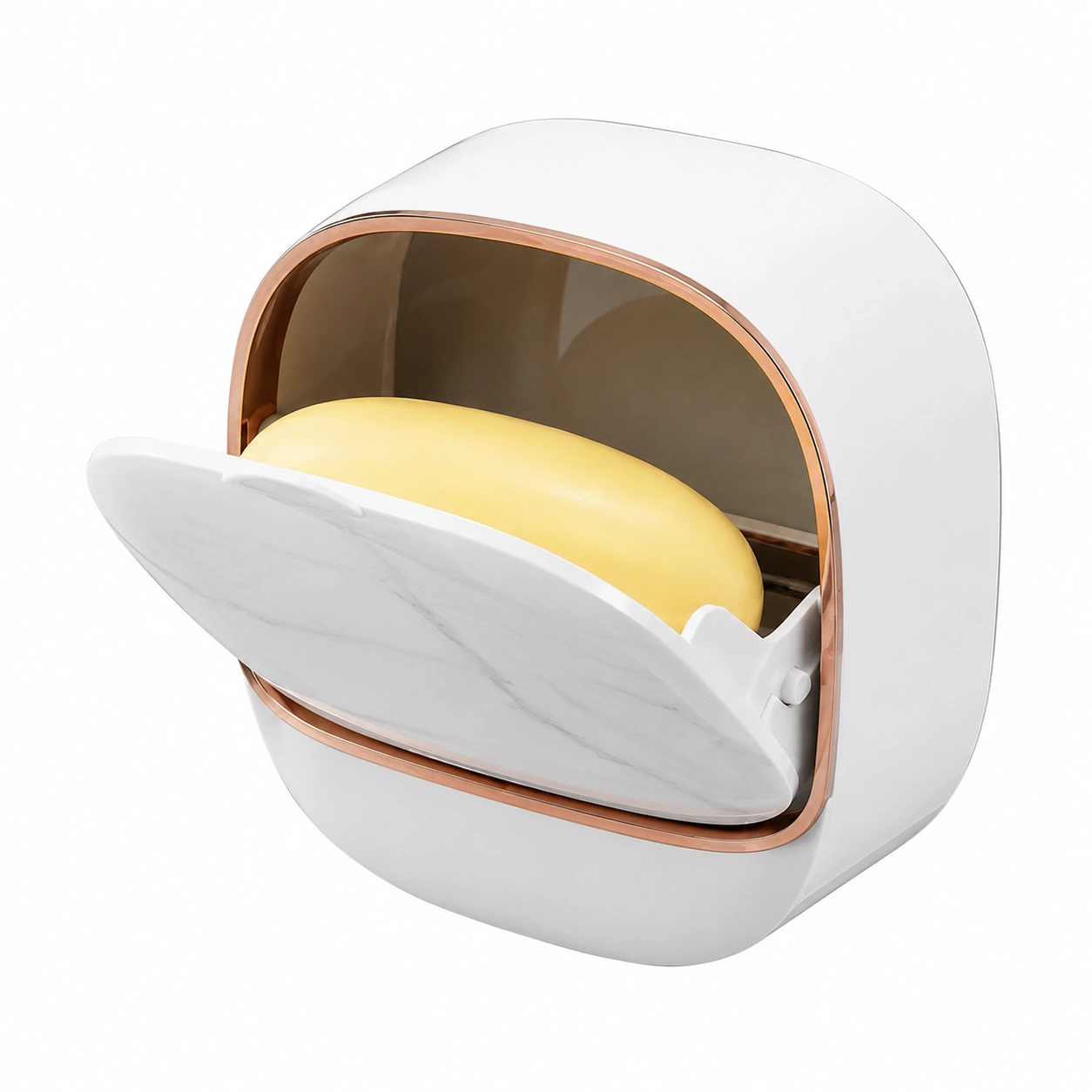 Soap Holder With Lid Drain Soap Box Punch-Free Flip-Top Soap Dish